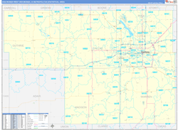 Des Moines-West Des Moines Metro Area Wall Map Basic Style 2024